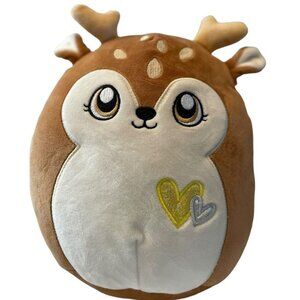 Squishmallows Deer Plush Toy 10" Brown Cream Cuddly Stuffed Animal Glitter Heart